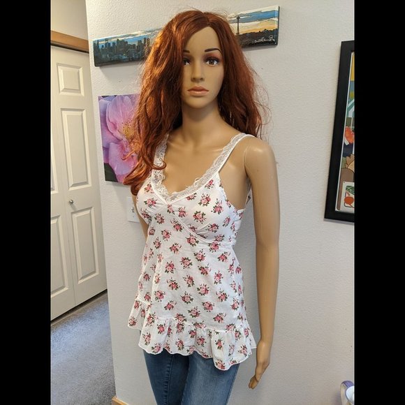 lei Tops - L.E.I White Floral Tank Top Size Small